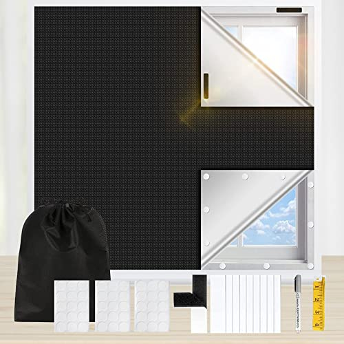 Flow fire 300x145cm Portable Blackout Blinds Stick On, No Drilling Temporary Black Out Blind for Travel