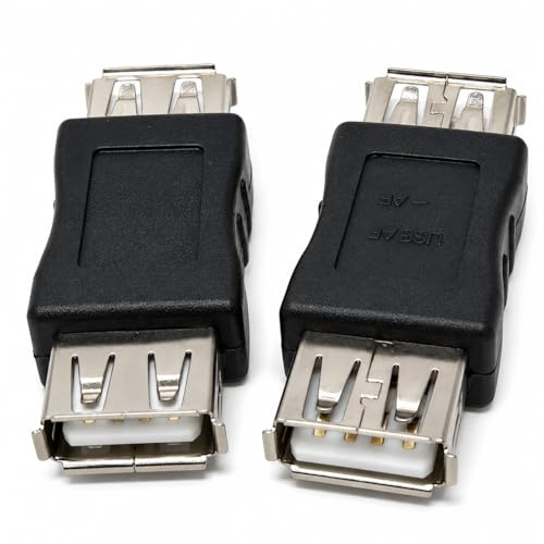 DRUT Coupleur USB 2.0 Femelle à Femelle, connecteur Adaptateur convertisseur, changeur de Genre, câble de jonction Noir, 2 pièces