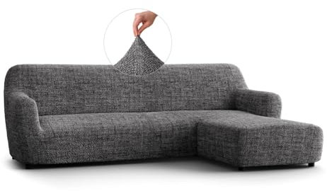 PAULATO - Bezug für Sofas mit rechter Halbinsel (gesehen von vorne), Sofabezug für Ecksofa in L-Form aus Mikrofaser, kratzfestes und maschinenwaschbares Gewebe, Made in Italy, Vittoria Grau