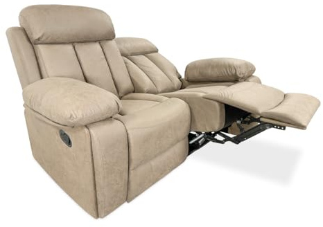 Homey - Divano a 2 posti con funzione relax, modello avana con reclinazione manuale di schienale e poggiapiedi, dimensioni: 152 cm (larghezza) x 103,5 cm (altezza) x 93 cm (profondità), beige
