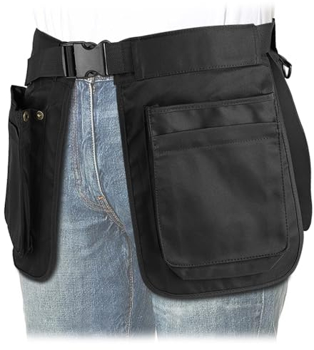 MUCHER Trainingsschürze Hundesport Kellnertasche Arbeitstasche Hippie-Gürteltasche Multifunktions-Hüfttasche aus Stoff Schweißfest Seitliche Gürteltasche für Damen Herren Wandern Trekking (Schwarz)