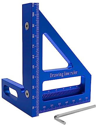 Goniometro quadrato a 45/90 gradi per la lavorazione del legno, righello triangolare, strumento di misurazione in alluminio, per ingegnere falegname