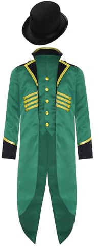 Nikiikoo Boys Girls Renaissance Steampunk Tailcoat Jacket Victorian Gothic Medieval Vintage Frock Coat for Kids B#Green03 16