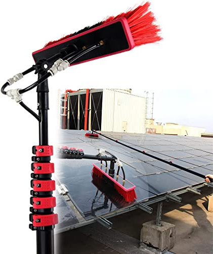 KHLMSRXJ Fensterreinigungsstange, wassergespeiste Teleskopbürste 6-12 m Photovoltaik-Panel-Reinigungswerkzeug 50 cm Bürstenkopf zum Reinigen von Photovoltaik- und Solarmodulen,55cmbrush-20F