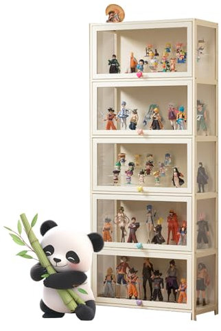 Ddasam Sammlervitrine, setzkasten mit Scheibe, Wandvitrine für Sammlerstücke Aufbewahrungsschrank mit für Miniaturmodelle von Autos, Figur, Modellbau172×70×33cm,Vitrine mit 5 Fächern