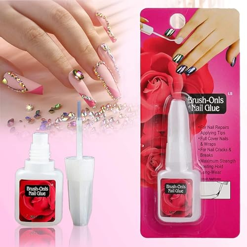 5 Pcs 10g Nail Bond Nail Glue Extra Strong with Brush (8ml) Super Strong False For Acrylic Tips Extra Brush On For Stick On Nails Acrylic Nail Glue - Anti Fungal