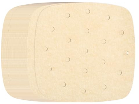 sourcing map 200pcs Air Fryer Liners 6 Inch Square Bamboo Steamer Liners with Holes Non-Stick Perforated Parchment Paper Sheets Disposable Steamer Paper for Air Fryers Steaming Basket, Brown