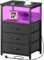 Rolanstar Table de Chevet, Table d’appoint Moderne avec 3 Tiroirs de Rangement, Lumière LED Ambiance, Prise et Port USB Intégrés – Idéale pour Chambre, Salon, Bureau, Noir, 1 Pièce