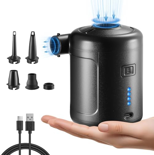 NIBBaNACAL Portable Air Pump for Inflatables, Rechargeable Air Mattress Pump, 400L/min Quick-Fill Inflate & Deflate, 6000mAh Battery Powered Pump for Air Beds, Pool Floats, Vacuum Storage Bags