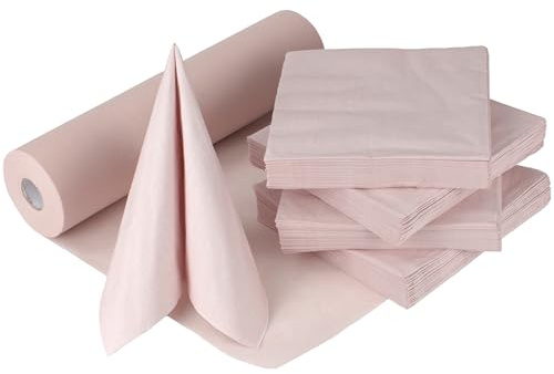 100%Mosel Tischdeko-Set Blush Rosé – 40-80 Gäste | Tischband und Servietten für Taufe, Kommunion, Konfirmation, Hochzeit und Geburtstag – praktisches Dekoset