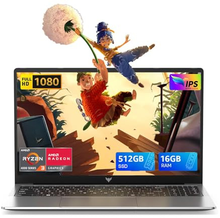 ACEMAGIC 15,6 Ordenador Portátil Procesador Ryzen 3 4300U Hasta 3,7 GHz (Superar N95/N150/3500U/3200U) Portatil 16GB RAM 512GB SSD hasta 2TB, 1080 FHD, HDMI, Type C, USB, Teclado Español, Laptop Gris