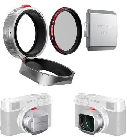 Freewell The Real Lens Hood - Hybrid CPL/Mist Filter, Flipable, Touchless Filter Operation for Fuji X100VI, X100V, X100 Series (Silver)