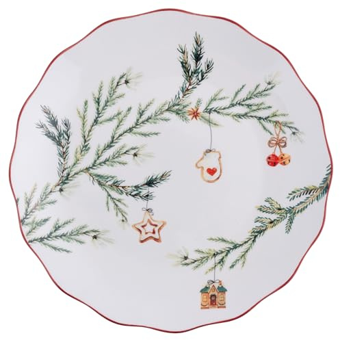 Lot de 6 assiettes à fruits en porcelaine 20,3 cm, décoration de Noël, brin