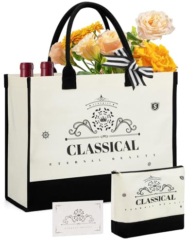 Geburtstag Geschenk Frau mit Kosmetiktasche und Integrierter Reißverschlusstasche,Personalisierte Canvas Einkaufstasche Tragetasche,Mama Tasche für Strand Urlaub Geburtstagsgeschenke für Frauen