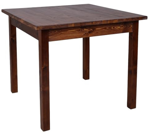 Liberoshopping Table fixe en bois massif de sapin noyer – style campagnard rustique chic – pour cuisine, salle à manger ou restauration – 100 % Made in Italy (90 x 90 cm)