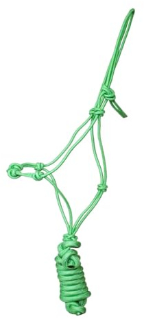 JF-Reitsport Knot Halter Set with 4 Knots, Rope Halter with 280 cm Lead Rope, Full Size, (Green)