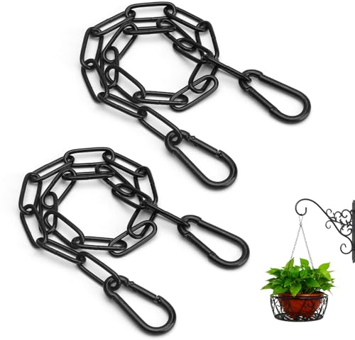 2PCS Edelstahlkette Schwarz, Kette Edelstahl mit Karabiner 0.5m Metallkette | zum Aufhängen Gliederkette Edelstahl Kette für Zauntore,Gartentore, Käfigtore für Haustiere