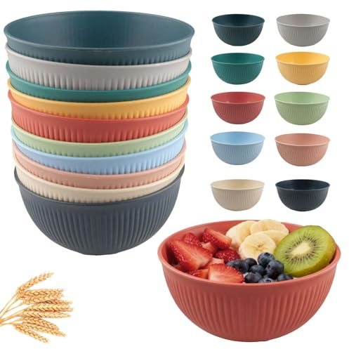 bolss en plastique 700ml 10 couleurs, bolss à muesli en plastique réutilisables et durables, bols à soupe et bols à salade sécurisés pour micro-ondes, vaisselle légère bols de camping bols à snacks