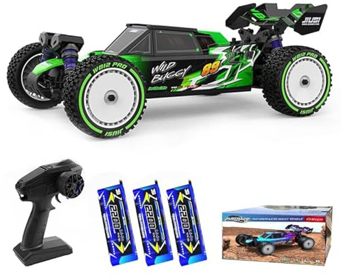 Teeggi 1/12 Ferngesteuertes Auto für Erwachsene, 100km/h Höchstgeschwindigkeit, 3S Bürstenloser Motor RC Car Hohe Geschwindigkeit Offroad Drift Rennauto, 4WD Off Road Race Buggy, 3 Batterien (Grün)