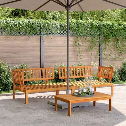 QZZCED Sofá de Esquina para Jardín de Madera de Acacia Maciza, Conjunto Modular de Exterior con Diseño de Rejilla para Ventilación y Comodidad, Resistente y Duradero para Patio