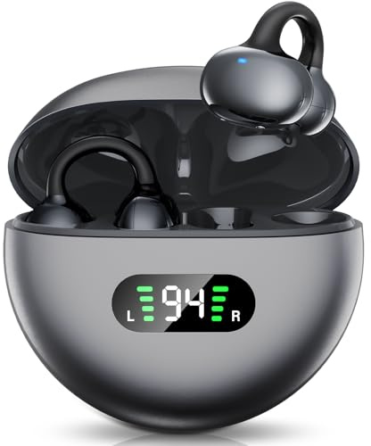 Clip-On Bluetooth Earbuds,Open-Ear Sports Headphones,Wireless bone conduction earphones,Innovative Earhook Design for Fitness,180 hours standby time, Secure Fit, Water and Dust Resistant (Black)