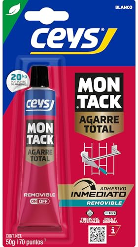 Ceys - Montack Adhesivo de montaje removible - Fija y despega cuando quieras - Para todo tipo de materiales - 50GR