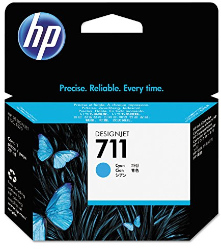 HP 711 CZ130A Cyan 29-ml Genuine Ink Cartridge with Original Ink DesignJet T120, T125, T130, T520, T525, T530 Large Format Plotter Printers 711 DesignJet Printhead