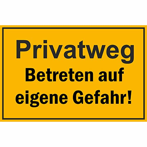 Indigos UG - Schild Privatweg - Betreten auf eigene Gefahr! Hinweischild, 30x20 cm - Warnung - Sicherheit - Hotel, Firma, Haus - Aluverbundplatte 3mm - Hinweisschild - Warnschild
