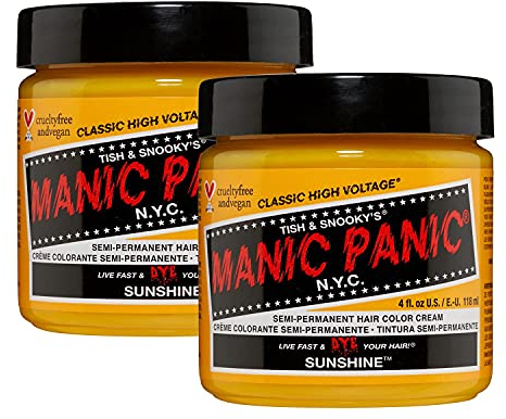 Manic Panic Sunshine Classic Creme, vegan, tierversuchsfrei, gelbe semipermanente Haarfarbe, 2 x 118 ml