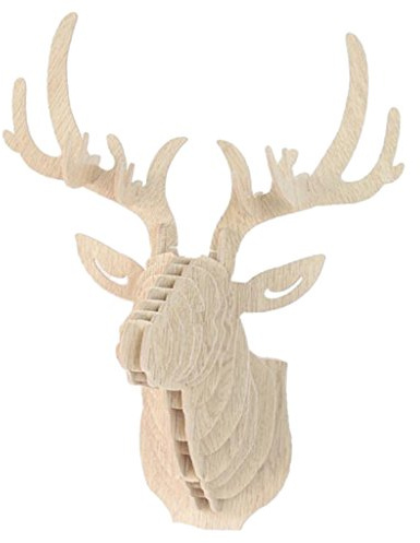 3d madera Escultura de cabeza de ciervo decoración de pared y gancho puerta collar sombrero llave