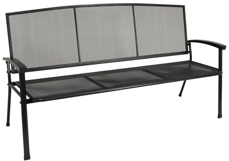 DEGAMO Gartenbank Rivo 3-Sitzer XL 171cm, Streckmetall eisengrau | Wetterfest beschichtet, Outdoor