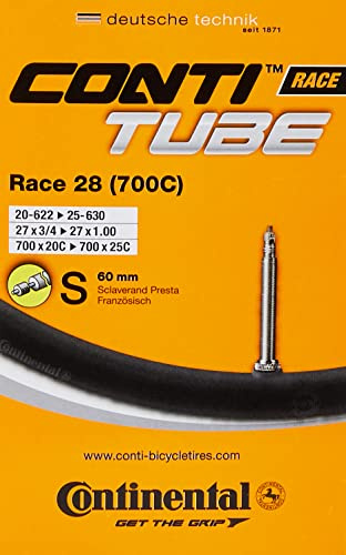 Continental Race Tubes Fahrradschläuche mit Adaptern, Schwarz, 700 x 20-25c (5er pack)
