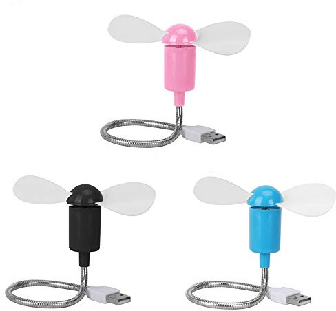 DECVO Mini Mobile USB Powered Cooling Fan Flexible Goose neck Air Blower For Desktop PC Computer Laptop Notebook Tablet 3 Pack (Pink/Black/Blue)