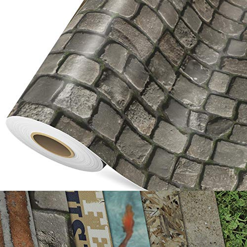 casa pura CV Bodenbelag Cobble - extra abriebfester PVC Bodenbelag (geschäumt) - Foto-Druck Kopfstein-Pflaster - Oberfläche strukturiert - Meterware (200x300 cm)