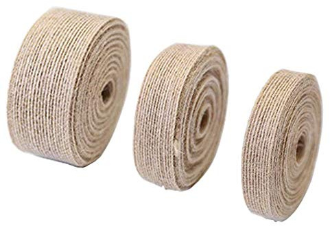 Etern 3 Rollen Natürliche Jute-Bänder, Juteband Vintage Geschenkband, Hessisches Stoffband, für Geschenkverpackungen, Basteln, Weihnachtsdekoration (1,5cm, 2,5cm, 3,8 cm)