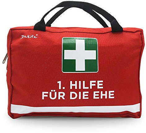 Dakita Erste-Hilfe-Tasche für die Ehe – Lustiges Geschenk zur Hochzeit oder zum Hochzeitstag – 28×18×8 cm – rot, ohne Inhalt