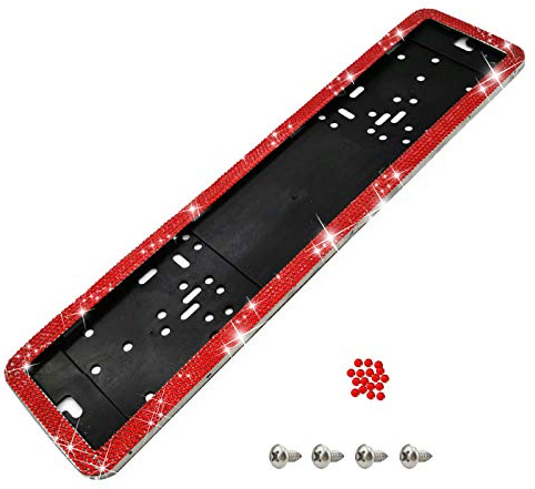Universal Pkw Simple Fix Nummernschildhalter Kennzeichenhalterung Edelstahl, Diamant Diebstahlsicher Nummernschildhalterung Vibrationsschutz Halter Für Kennzeichen Nummernschild (Rot)