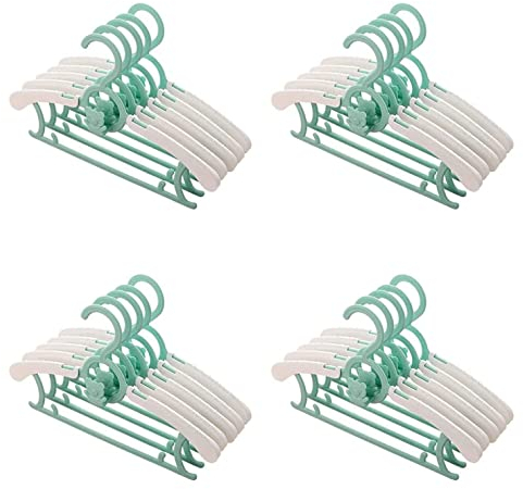 JSFSet20 Cintre empilable pour enfants avec crochet d'ourson - Antidérapant - Pour vêtements pour enfants - Peu encombrant - 28-37 cm - Vert
