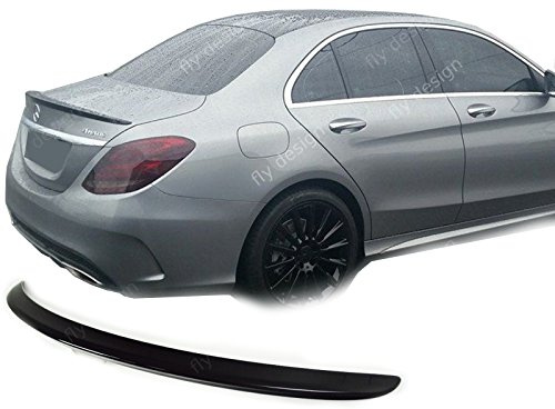 FLY DESIGN 70156 Heckspoiler passend für Mercedes C-Klasse W205, Heckflügel, Spoilerlippe für Auto-Tuning, in A-Still, ABS Kunststoff, Obsidianschwarz 197 lackiert