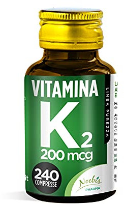 Vitamina K2-240 Compresse - 200 mcg per 1 Compressa - Menachinone MK 7 ad Alto Dosaggio - Qualità Italiana - Integratore Alimentare Naturale senza Additivi non Necessari - Fornitura di Lunga Durata