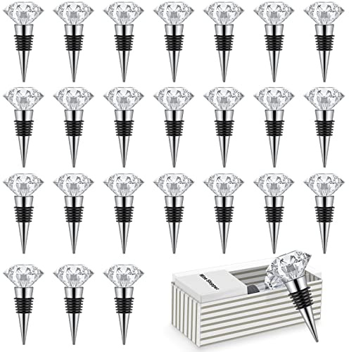 24 Stück Kristall-Weinflaschenverschluss, Weinverschluss, wiederverwendbar, Diamant-Stecker, Getränkekorken, dekorative Stopper-Kits mit individueller Geschenkbox für Partys, Hochzeiten