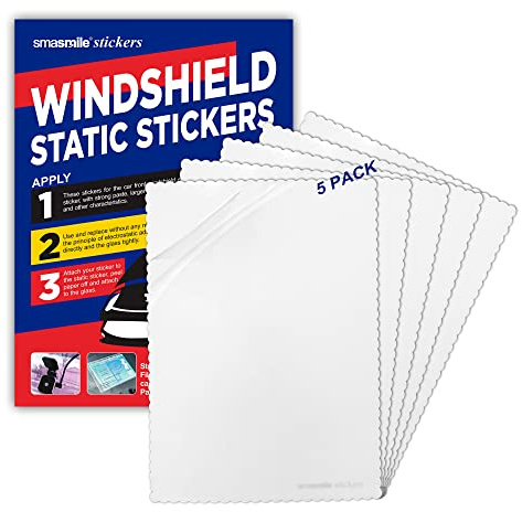 Windshield Sticker Applicator 5 Pack 5x7 Static Cling for Stickers Easy Application, Removal and Re-Application