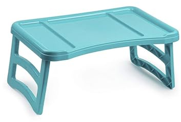 JARDIN202 - Bandeja Plegable de Plástico - Bandeja de Cama Portátil | Mesa Multiuso - Mesa Auxiliar para Salón | Azul