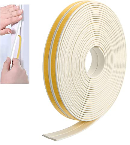 Nastro sigillante autoadesivo da 12 m, per porte e finestre, 9 mm (larghezza) x 2 mm (D), in gommapiuma, guarnizione per porte e finestre, guarnizione in gomma per anti collisione,