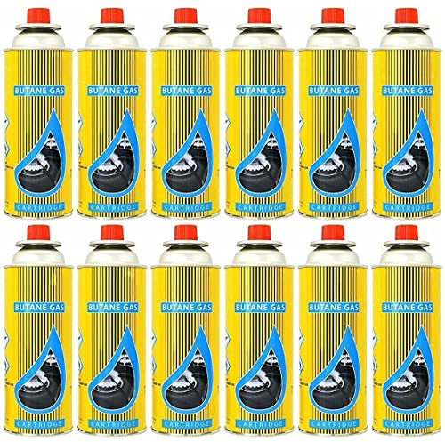 Portable Camping Gas Cooker Single Burner Stove Automatic Ignition System Enamel Pan Holder Butane BBQ Carry Bag Caravan Outdoor (12 Gas Canisters)