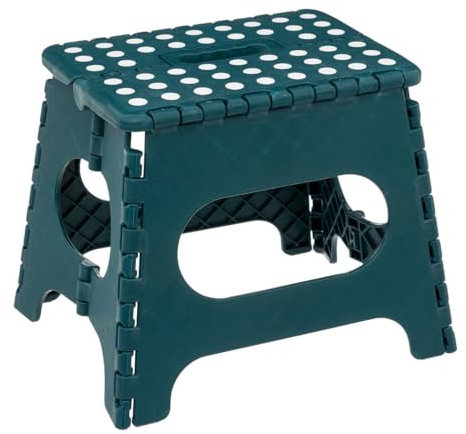 5five - Marchepied Pliable Plastique Bleu 1 Marche 27cm Verrouillage de Sécurité Rangement Facile Revêtement Anti-dérapant Charge Max 110kg