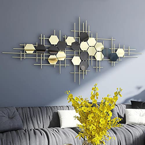 VELOMY Wanddeko Metall Groß, Wandbilder Wohnzimmer Schlafzimmer Kinderzimmer, 3D Schwarz und Gold Wandskulpturen Deko Wanddekoration Modern Handgemachte