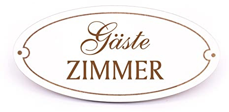 Türschild - Gäste Zimmer - Schild oval Gästezimmer Gast Besucher Holzschild graviert selbstklebend Türdeko 15 x 7 cm