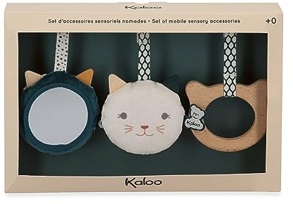 KALOO - Stimuli - 3 Sensorische, Mobile Spielzeuge - Katzenformen - Babyausstattung - Spielzeug für Feinmotorik und Gehör - Ab Geburt, K227003