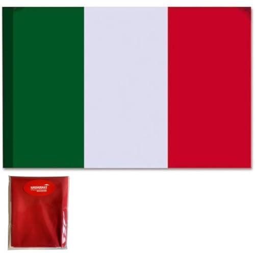 Flagge Italien mit Stangendurchzug 90 x 150 cm Made in Italy - 1 italienische Flagge aus Polyestergewebe - Dreifarbige Flagge Grün Weiß Rot (90 x 150 cm)
